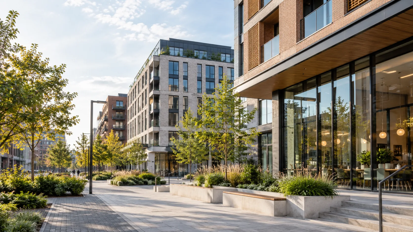 Illustrative landscaped development