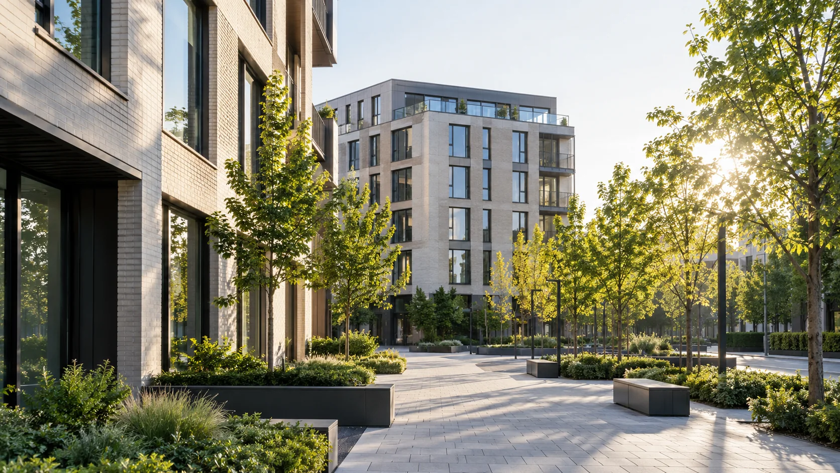 Illustrative modern industrial and commercial development setting